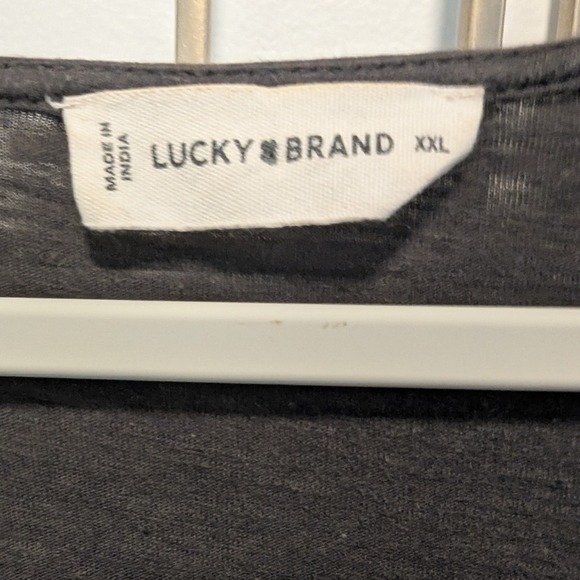 Lucky Brand Embroidered Tunic‎ Top Charcoal Gray Long Sleeve Tie Waist Women XXL - Picture 5 of 8